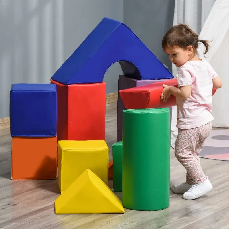 Soozier 11 Piece Soft Play Blocks Kids Climb and Crawl Gym Toy Foam Building Non-Toxic