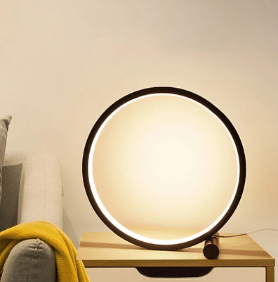 Touch Dimming LED Table Lamp Bedroom Circular Desk Lamp Living Room Black/White USB Powered Dimmable Bedside Lamp Round Night Light For Bedroom Decoration Lighting