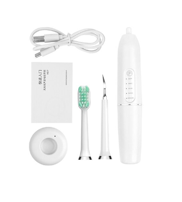 2 in 1 Ultrasonic Teeth Cleaning Kit Waterproof Tartar Tooth Coffee Stains Smoked Teeth Dental Plaque Calculus Ultrasonic Sonic Dental Scaler USB Toothbrush Tooth Cleaner Whiten Teeth Tartar Remove Tool