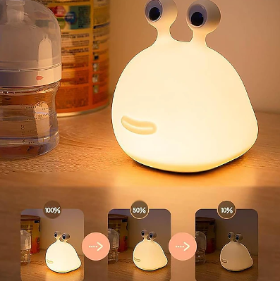 Slug Night Light Nursery Squishy Lamp Silicone Night Light for Breastfeeding Cute Animal Bedside Lamp for Baby Kids Teens Soft Nightlight with Touch Sensor for Bedroom