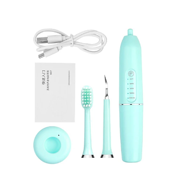 2 in 1 Ultrasonic Teeth Cleaning Kit Waterproof Tartar Tooth Coffee Stains Smoked Teeth Dental Plaque Calculus Ultrasonic Sonic Dental Scaler USB Toothbrush Tooth Cleaner Whiten Teeth Tartar Remove Tool