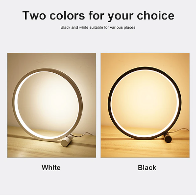 Touch Dimming LED Table Lamp Bedroom Circular Desk Lamp Living Room Black/White USB Powered Dimmable Bedside Lamp Round Night Light For Bedroom Decoration Lighting