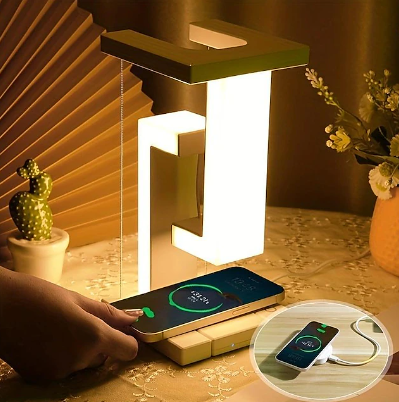 LED Night Lamp Creative Physics Balance Suspension Table Desk Lamp Cordless Night Light USB Charging Port Bedroom Lamp Home Decor