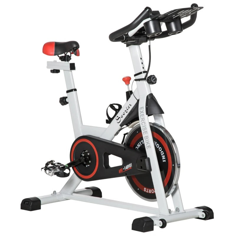 Soozier Adjustable Upright Stationary Exercise Bike Aerobic Training Indoor Cycling Cardio Workout Fitness Racing Machine for Home w/ Adjustable Resistance Flywheel, Bottle Holder