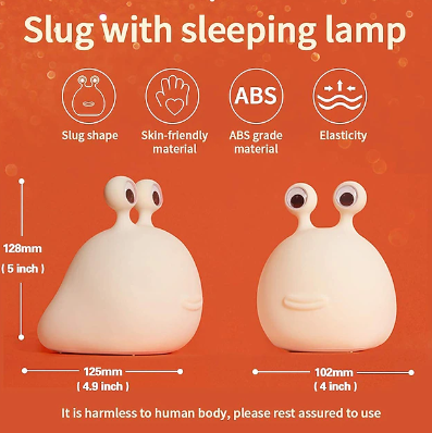 Slug Night Light Nursery Squishy Lamp Silicone Night Light for Breastfeeding Cute Animal Bedside Lamp for Baby Kids Teens Soft Nightlight with Touch Sensor for Bedroom