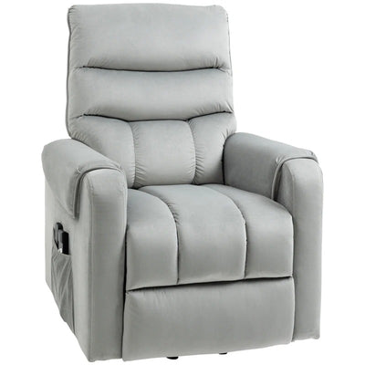 HOMCOM Lift Chair for Elderly, Massage Recliner Chair with 8 Vibration Points, Footrest, Remote Control, Side Pockets, Grey