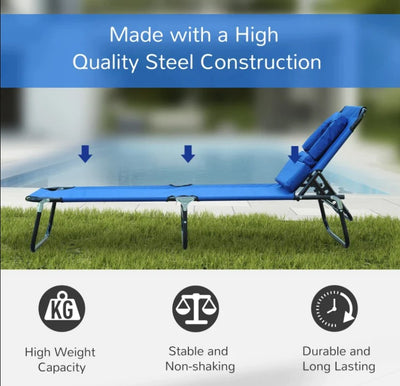 Blue colour Outdoor Beach Adjustable Sun Lounger with Reading Hole