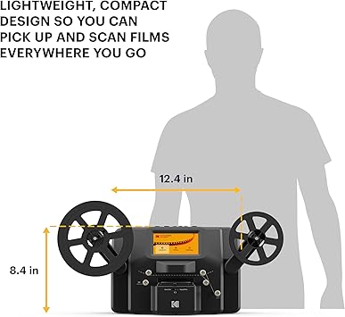 Kodak REELS 8mm & Super 8 Films Digitizer Converter with Big 5” Screen, Scanner Converts Film Frame by Frame to Digital MP4 Files for Viewing, Sharing & Saving on SD Card for 3” 4” 5” 7” and 9” Reels