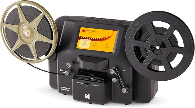 Kodak REELS 8mm & Super 8 Films Digitizer Converter with Big 5” Screen, Scanner Converts Film Frame by Frame to Digital MP4 Files for Viewing, Sharing & Saving on SD Card for 3” 4” 5” 7” and 9” Reels