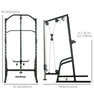 Soozier Power Cage Power Rack with 15-Level Squat Rack, Cable Pulley System, Pull up Stand and Push up Stand