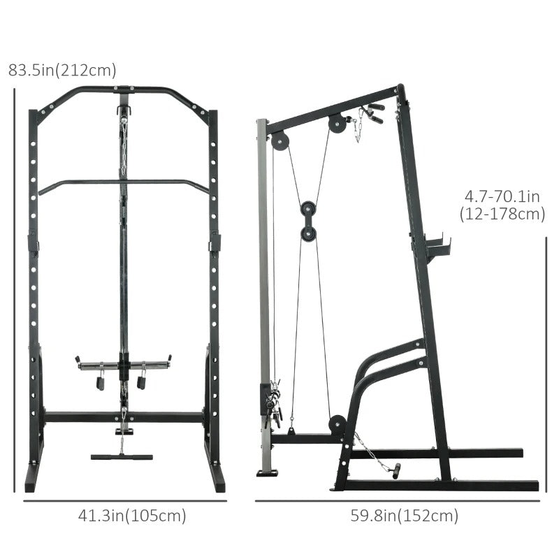 Soozier Power Cage Power Rack with 15-Level Squat Rack, Cable Pulley System, Pull up Stand and Push up Stand