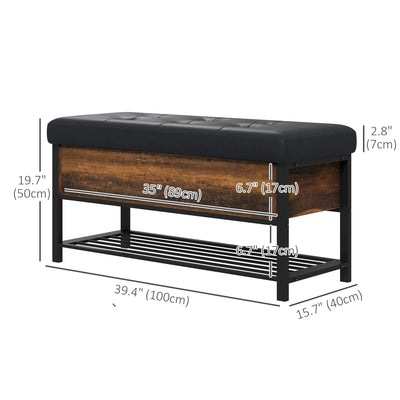 HOMCOM Shoe Storage with Seat, Upholstered Hallway Bench, Shoe Bench with Flip Top and Hidden Space for 3 Pairs of Shoes