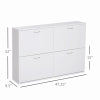 HOMCOM Flip Down Shoe Rack, Multi Cabinet, Wooden Shoe Shelf, Entryway, 4 Drawer Organizer, Freestanding Unit, White