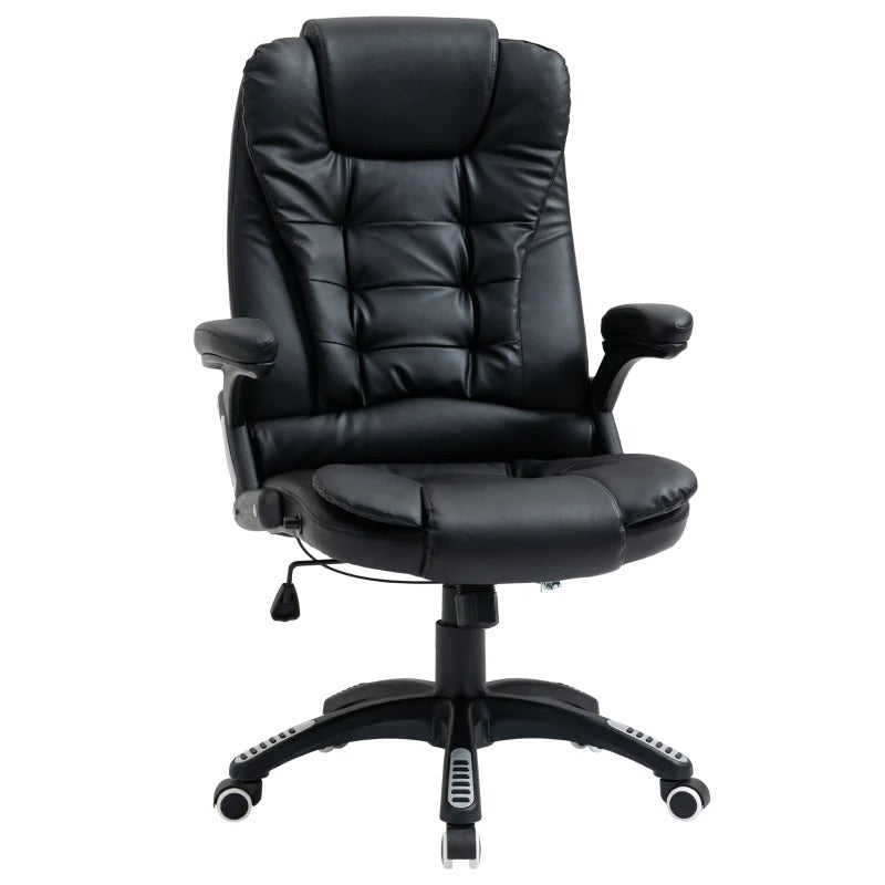 Vinsetto Executive Chair PU Leather Recliner Office Chair, with Swivel Wheels, Arm, Adjustable Height, High Back, Black