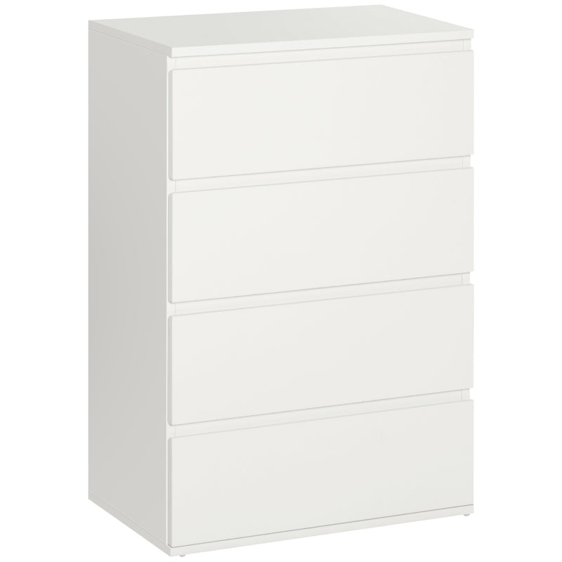 HOMCOM 4 Drawer Cabinet Storage Cupboard Wooden Freestanding Organiser Unit White