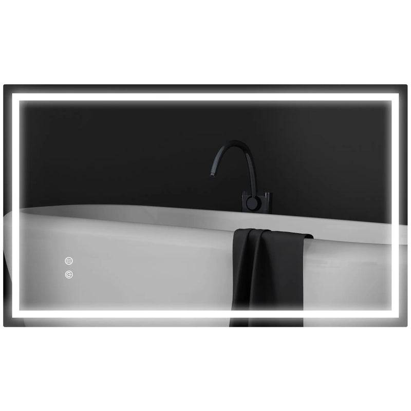 HOMCOM 39" x 24" Bathroom Mirror with LED Lights, Wall Mounted Vanity Mirror with Anti-Fog Pad and Touch Button, Clear