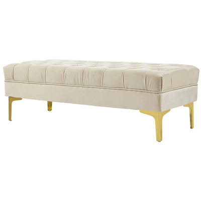 HOMCOM End of Bed Bench, Upholstered Bench, Entryway Shoe Bench with Button Tufted for Living Room, Bedroom, Cream White