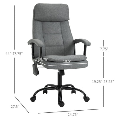 Vinsetto Office Chair 2-Point Massage Executive Ergonomic USB Power Adjustable Height 360° Swivel Grey