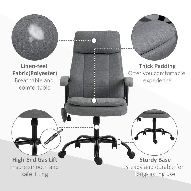 Vinsetto Office Chair 2-Point Massage Executive Ergonomic USB Power Adjustable Height 360° Swivel Grey