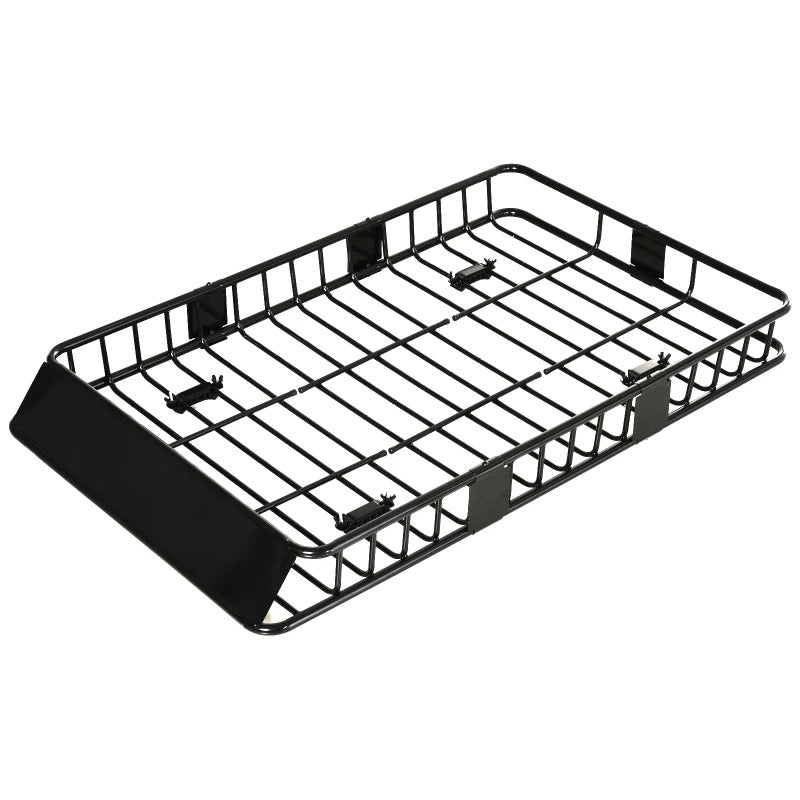 HOMCOM 64"/43" x 39" Car Roof Rack, Length Adjustable, Universal Rooftop Cargo Carrier Basket with U-bolts, 220 lbs Capacity