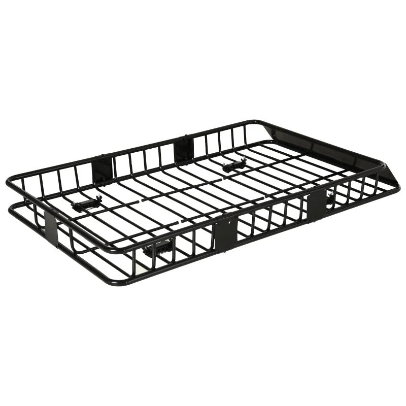 HOMCOM 64"/43" x 39" Car Roof Rack, Length Adjustable, Universal Rooftop Cargo Carrier Basket with U-bolts, 220 lbs Capacity