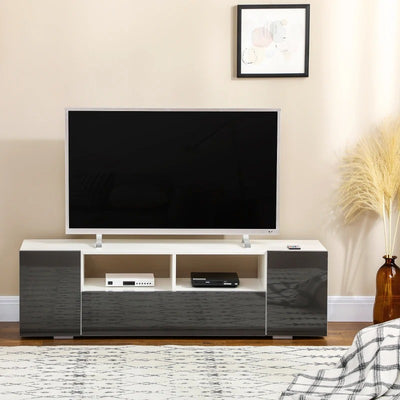 HOMCOM TV Stand for TVs up to 60", TV Unit with LED Lights, Storage Shelves and Cupboards, 53.9" x 13.8" x 16.5", Grey