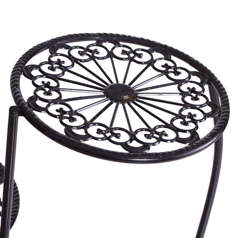 Wrought Outdoor Indoor Flower Pots Plant Stand Garden Metal Corner Shelf Black