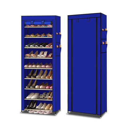 Blue 10 Tiers Shoe Rack Holder