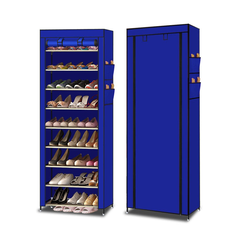 Blue 10 Tiers Shoe Rack Holder
