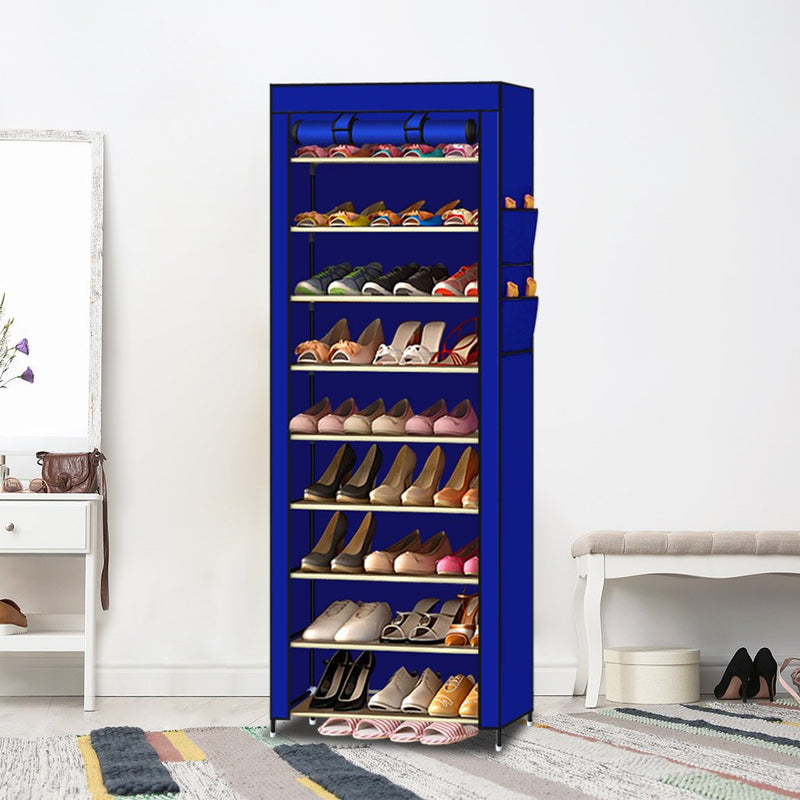 Blue 10 Tiers Shoe Rack Holder