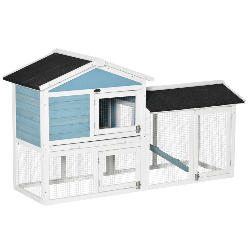 Two Story Small Animal House w/ Slide Out Tray, Ramp, Outdoor Run