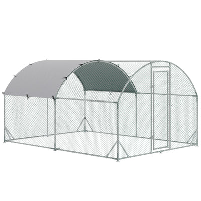 Metal Chicken Coop 1 Room Walk-in Enclosure Hen House w/ Water-Resist Cover