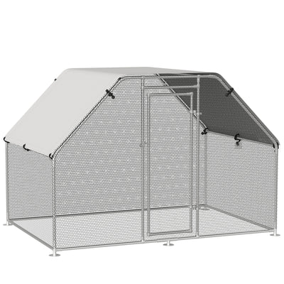 Large Metal Walk-In Chicken Coop Run Cage w/ Cover Outdoor