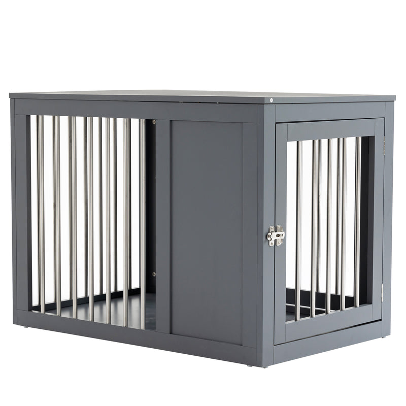 Furniture Style Dog Crate End Table Kennel, w/ Double Doors for Medium Dogs