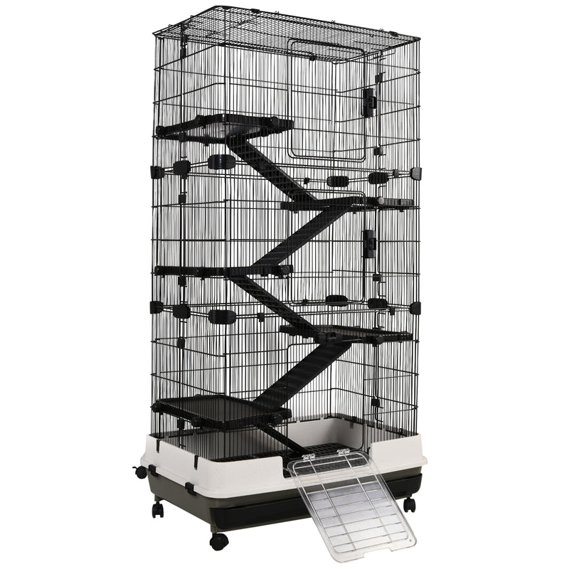 Moveable Small Animal Cage with Ramp, Platform, &amp; Strong Heavy Duty Build