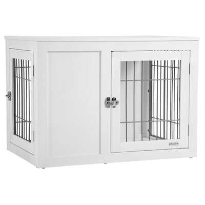 Furniture Style Dog Crate End Table, w/ Double Doors for Small &amp; Medium Dogs