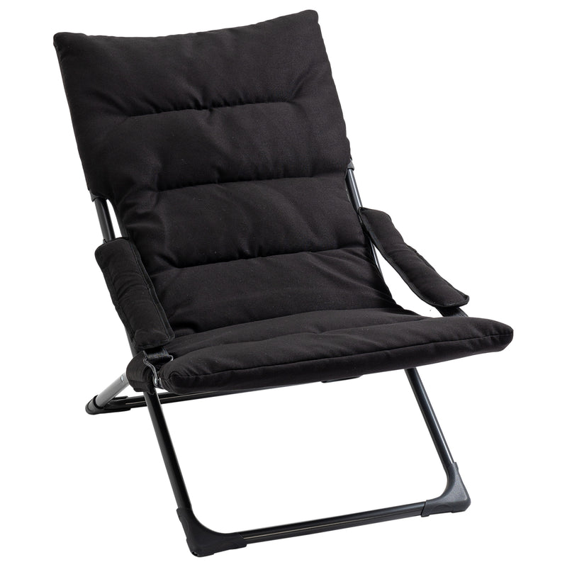 Sling Fabric Lounge Chair Folding Sun Lounger w/Padded Cushion,Armrest