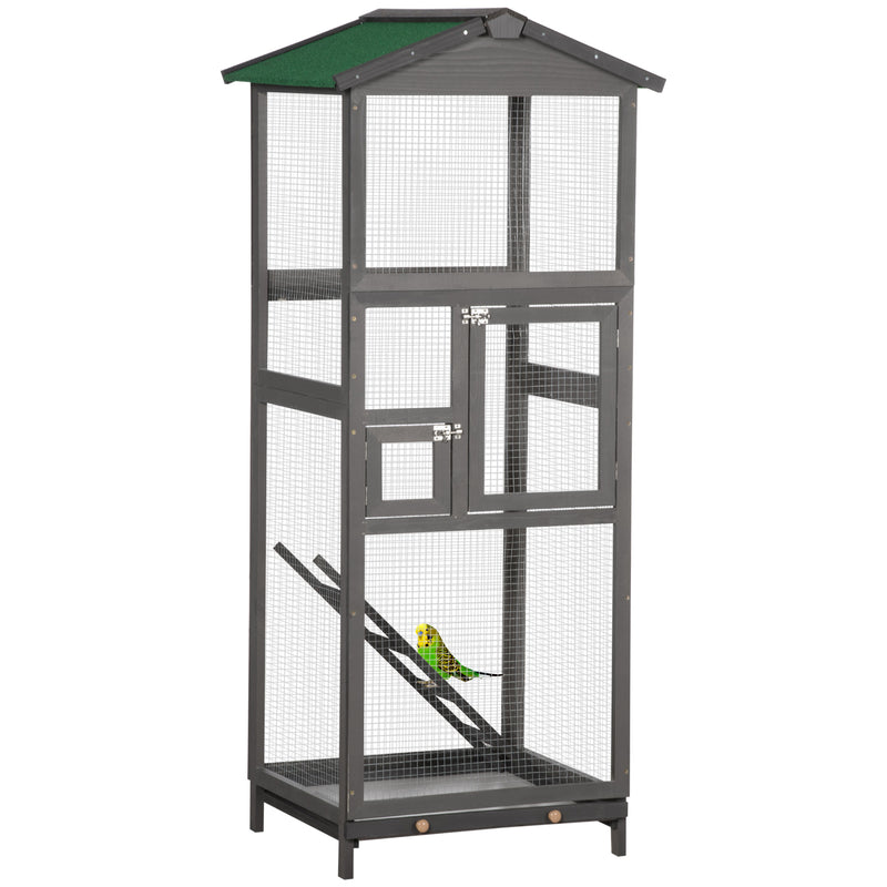 65&quot; Extra Large Wooden Bird Cage Habitat with Strong Metal Wire 2 Doors