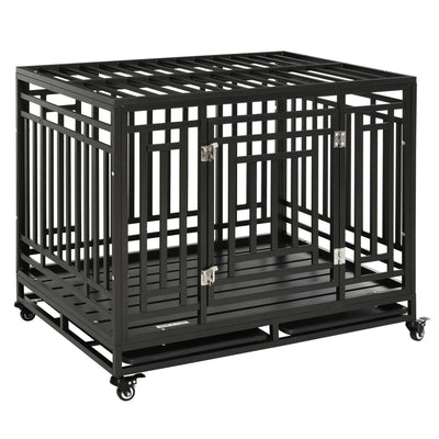 Heavy Duty Dog Pet Crate Kennel Cage Playpen Metal W/ Tray Castor