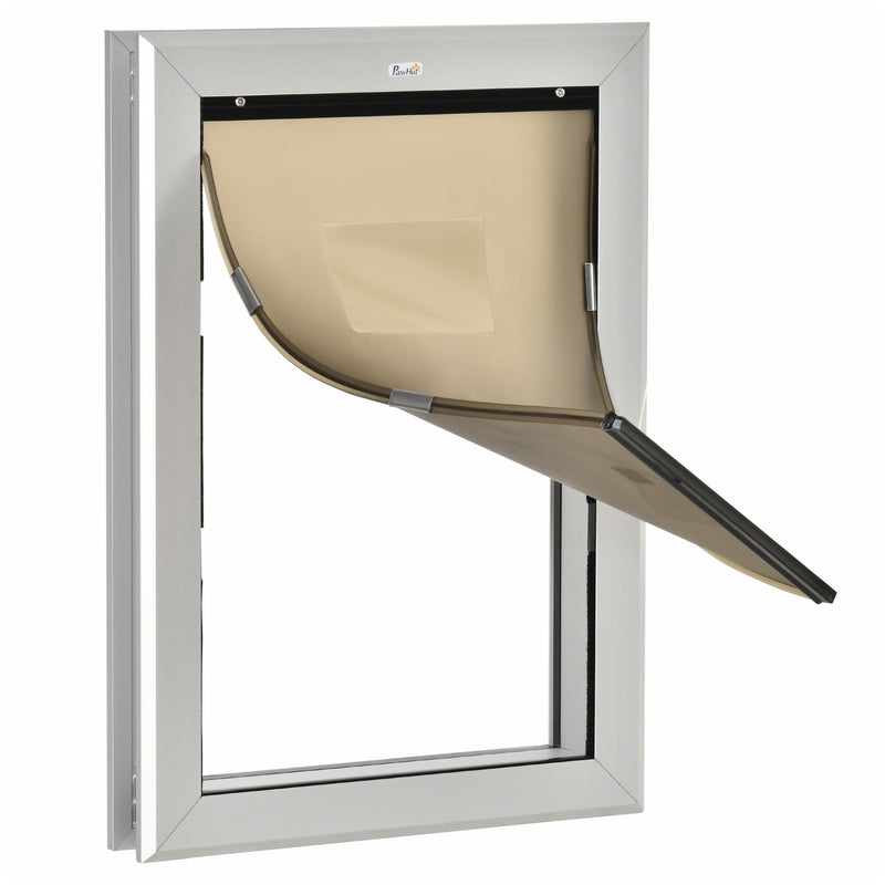 2 Way Locking Pet Door, Aluminium Cat Flap, w/ Magnetic Closure