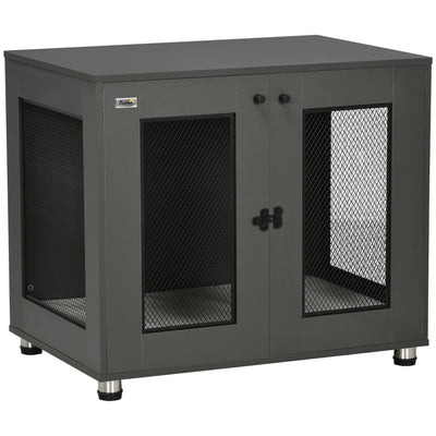 Dog Kennel Furniture W/ Double Doors Cushion for Medium Dogs