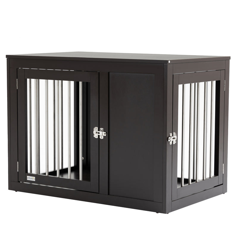 Furniture Style Dog Crate End Table Kennel, w/ Double Doors for Medium Dogs