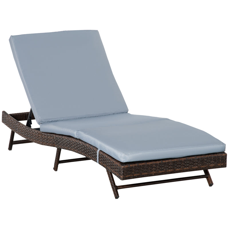 Patio Adjustable Rattan Wicker Chaise Lounge Chair Cushioned Outdoor Furniture