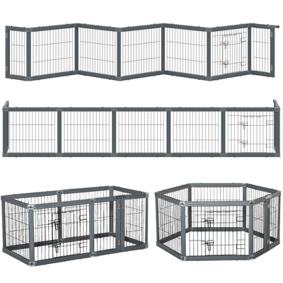 24.5&quot; Heavy-Duty Dog Fence 6 Panels Pet Playpen w/ Double Locking Latches