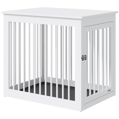 Wooden Dog Crate Furniture End Table Pet Kennel w/ Door Safety Lock