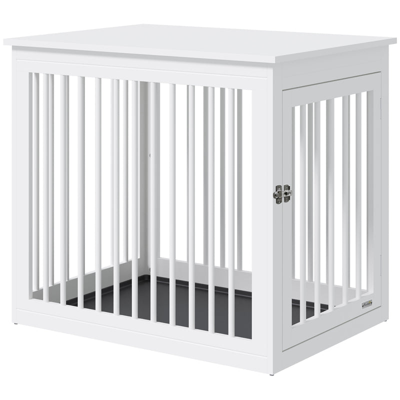 Wooden Dog Crate Furniture End Table Pet Kennel w/ Door Safety Lock