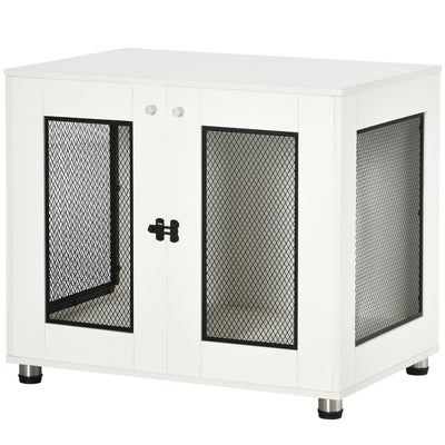 Dog Kennel Furniture W/ Double Doors Cushion for Medium Dogs