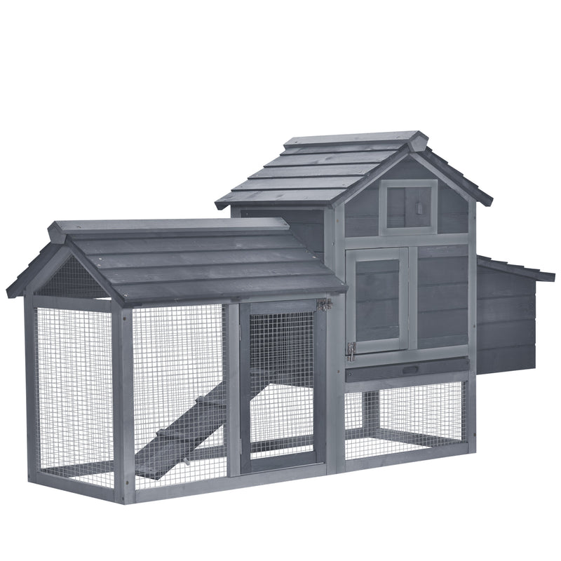 59&quot; Wooden Outdoor Hen House Small Animal Livestock Cage Enclosure with Run