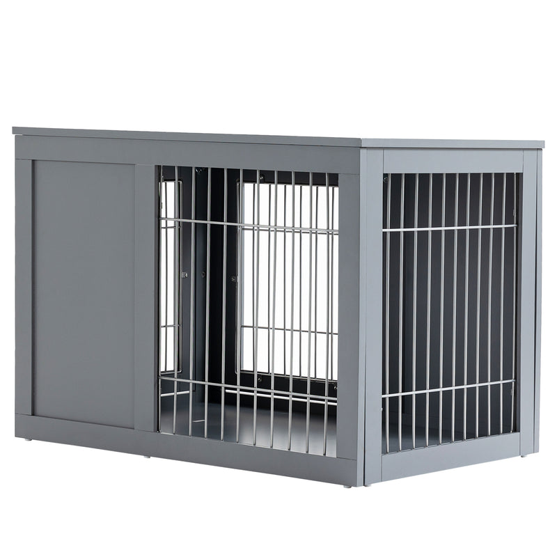 Furniture Style Dog Crate End Table, w/ Double Doors for Small &amp; Medium Dogs