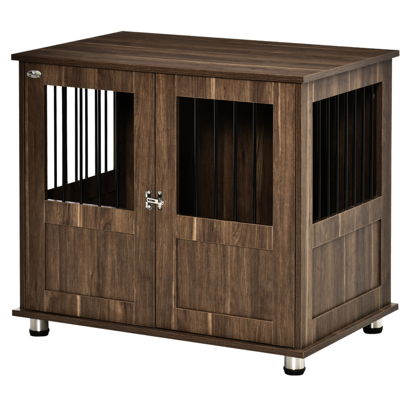 Medium Wooden Furniture Style Dog Crate w/ Double Door, Indoor End Table